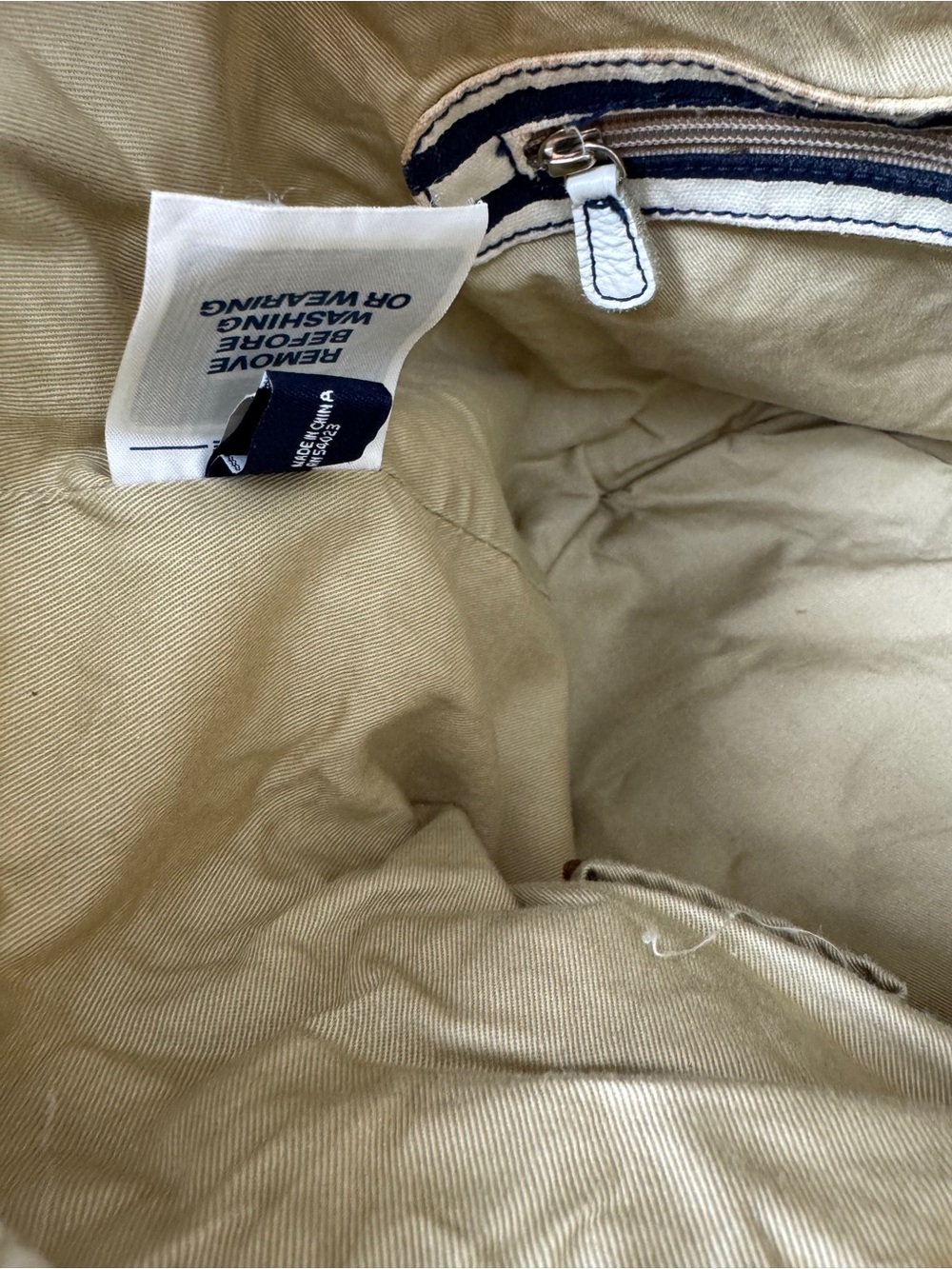 Striped Navy & Cream Rope-Drawstring Canvas Backpack - Picture 8 of 11